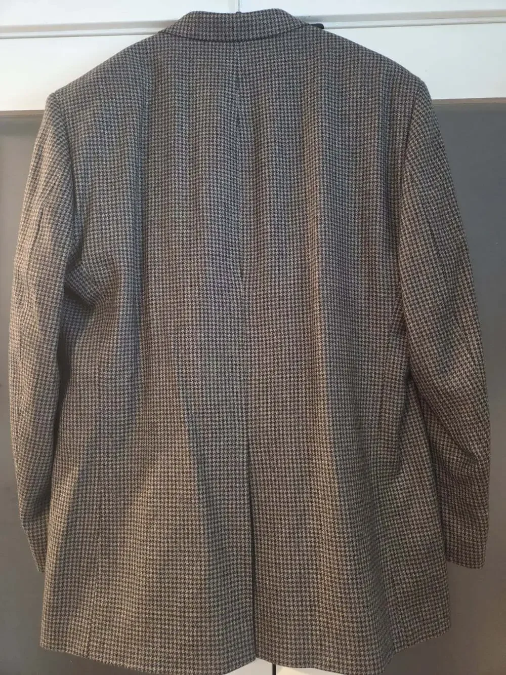 Chaps 100% Lambswool Sport Coat 48L Navy Gray Houndstooth Blazer